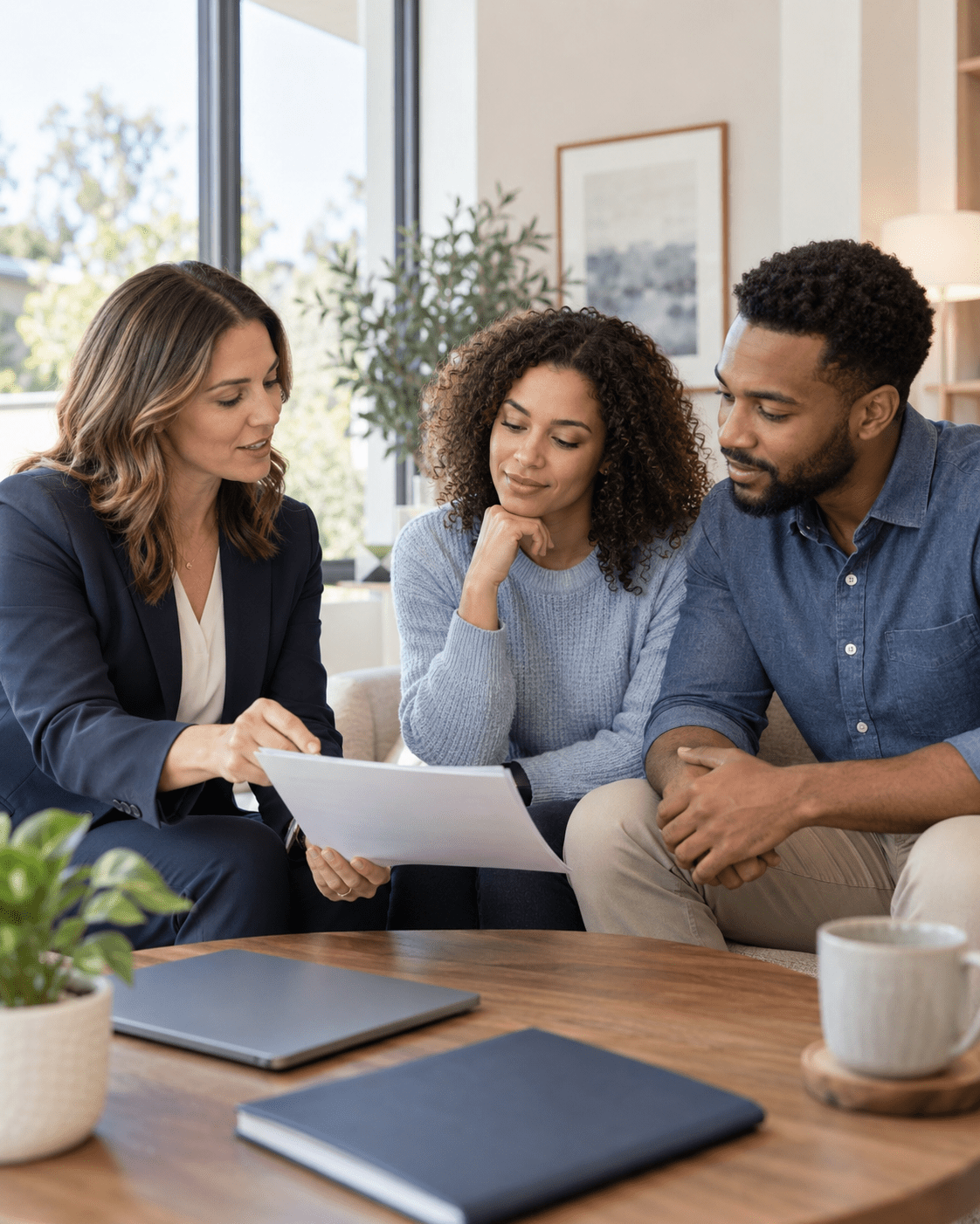 Homebuyers reviewing down payment assistance options